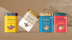Chocofarm chocolate coating cranberry almond cashew hazelnut tin packaging
